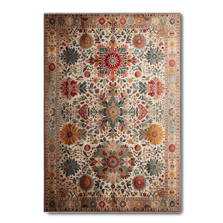 Rugpera Faga Orange Moroccan Digital Print High Quality Cotton Chenille